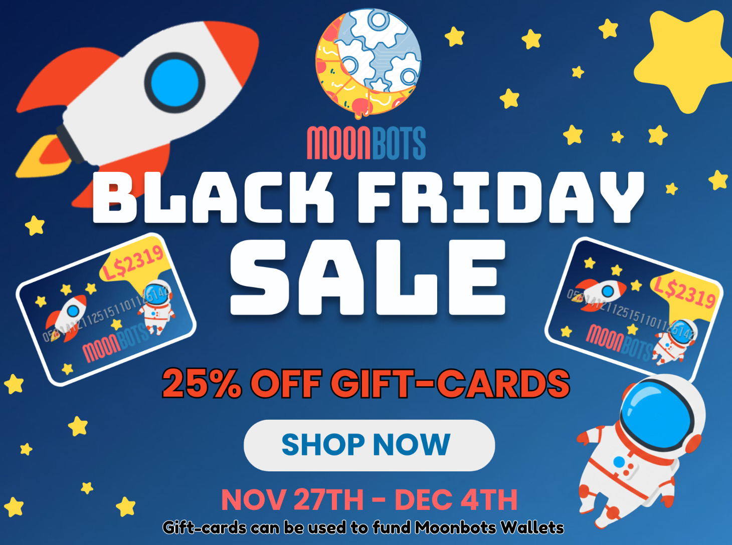 MoonBots 25% off Gift Cards Sale